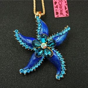 NWT Blue Starfish Betsey Johnson Pendant Necklace
